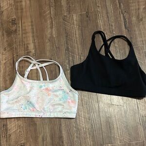 Athleta girl Two-Pack Sports Bras - Black & Pastel Tie-Dye Both size 12